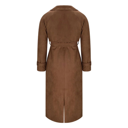 Casual long suede pea coat