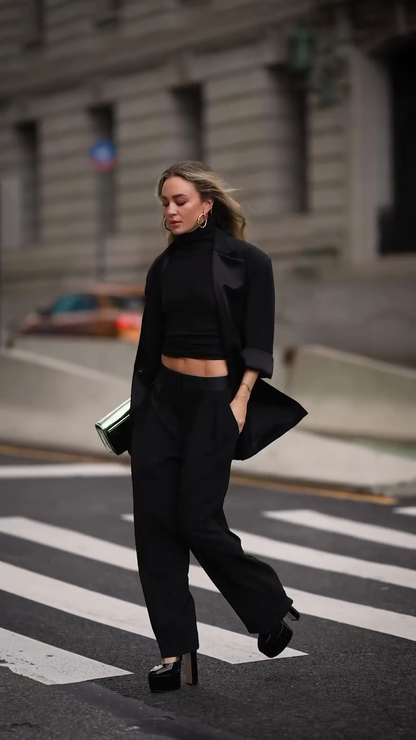 Black Tailored Suit Set