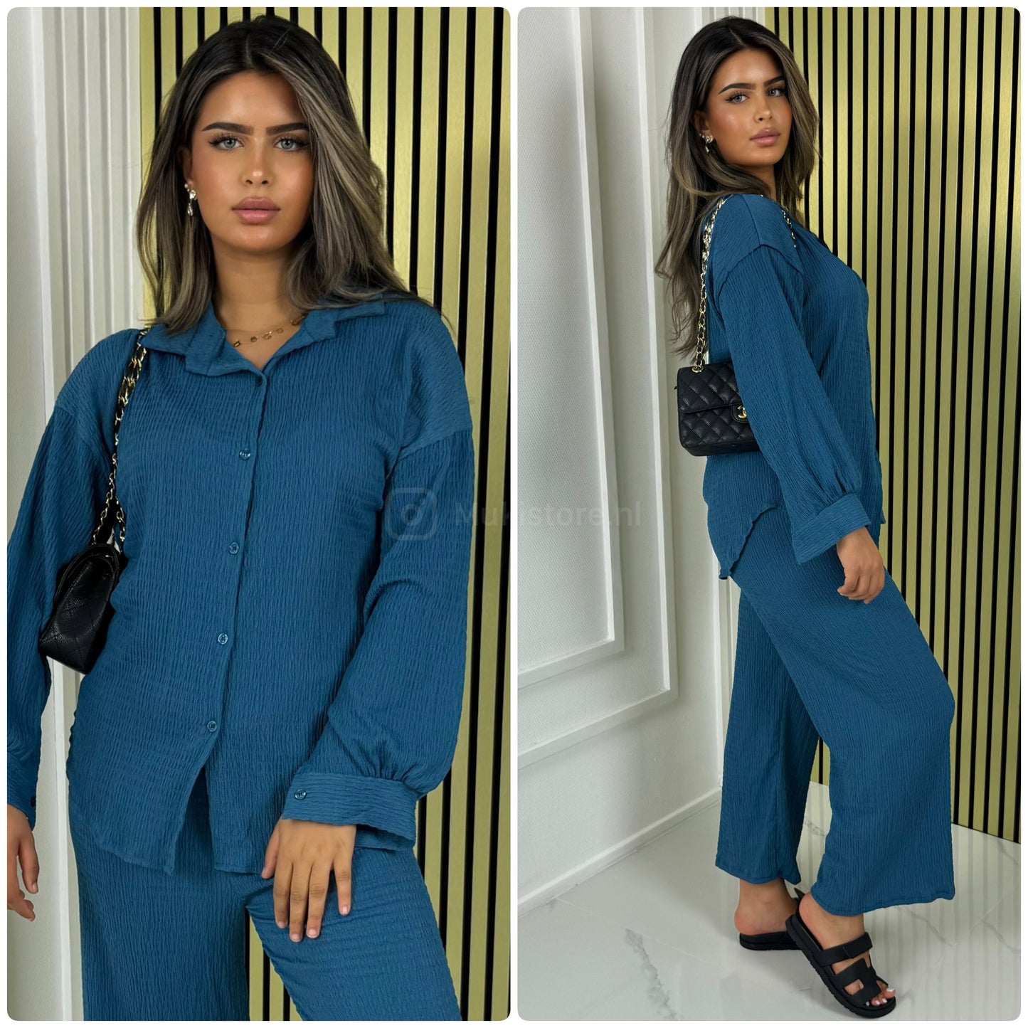 Blouse Wide Leg Set Cheesecloth