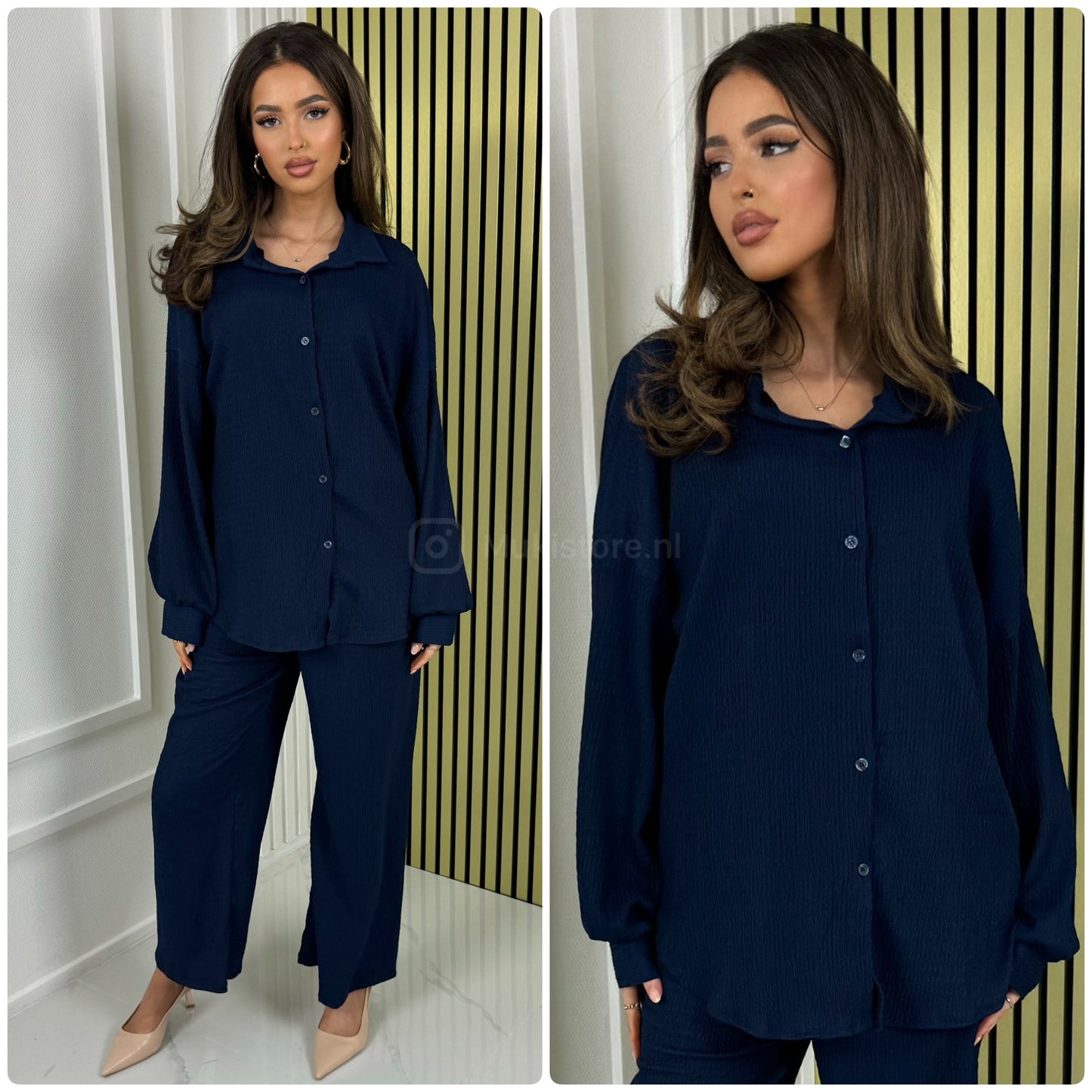 Blouse Wide Leg Set Cheesecloth