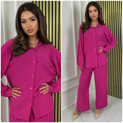 Blouse Wide Leg Set Cheesecloth