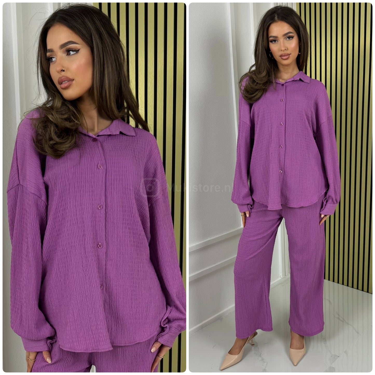 Blouse Wide Leg Set Cheesecloth