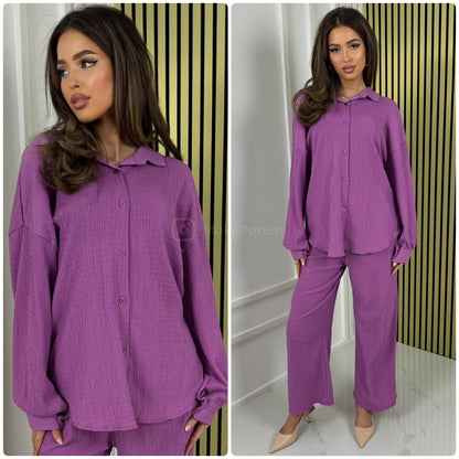 Blouse Wide Leg Set Cheesecloth