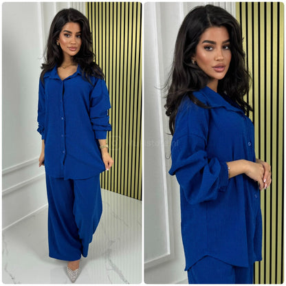 Blouse Wide Leg Set Cheesecloth