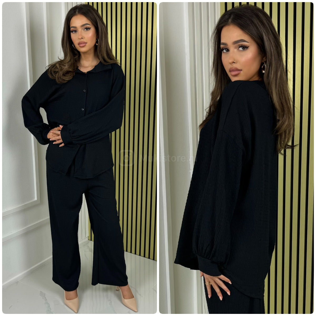 Blouse Wide Leg Set Cheesecloth