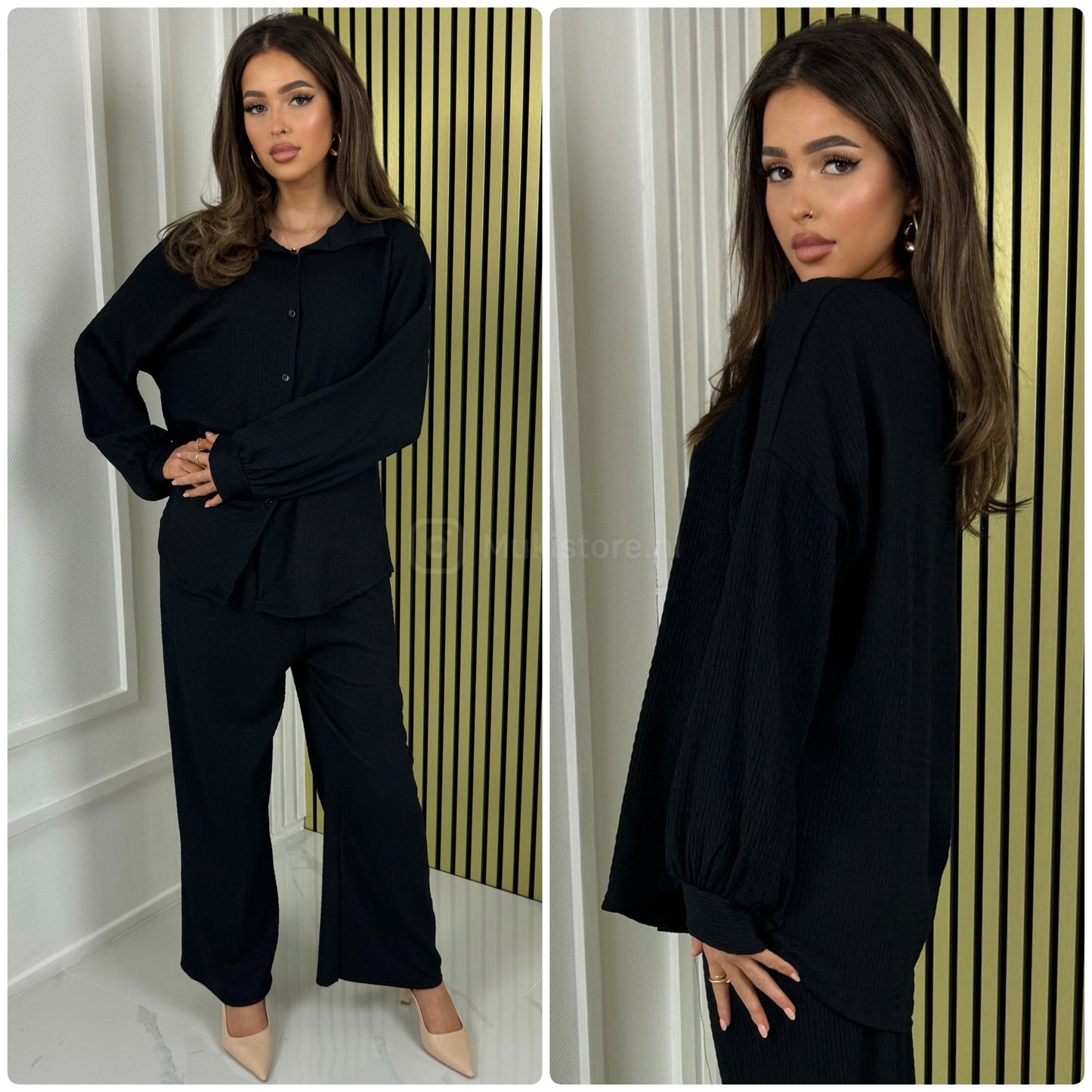 Blouse Wide Leg Set Cheesecloth