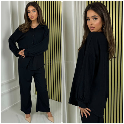 Blouse Wide Leg Set Cheesecloth