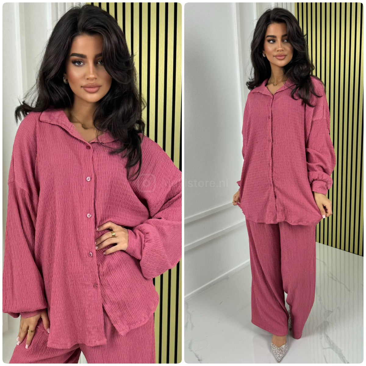 Blouse Wide Leg Set Cheesecloth