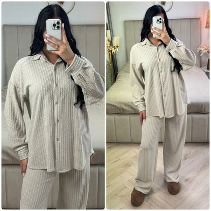 Blouse Wide Leg Set Thick Curved Line Material