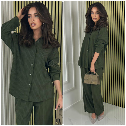 Blouse Wide Leg Set Thick Curved Line Material