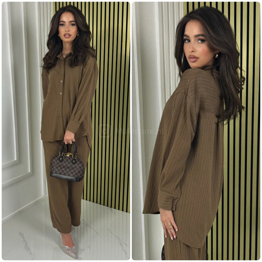 Blouse Wide Leg Set Thick Curved Line Material