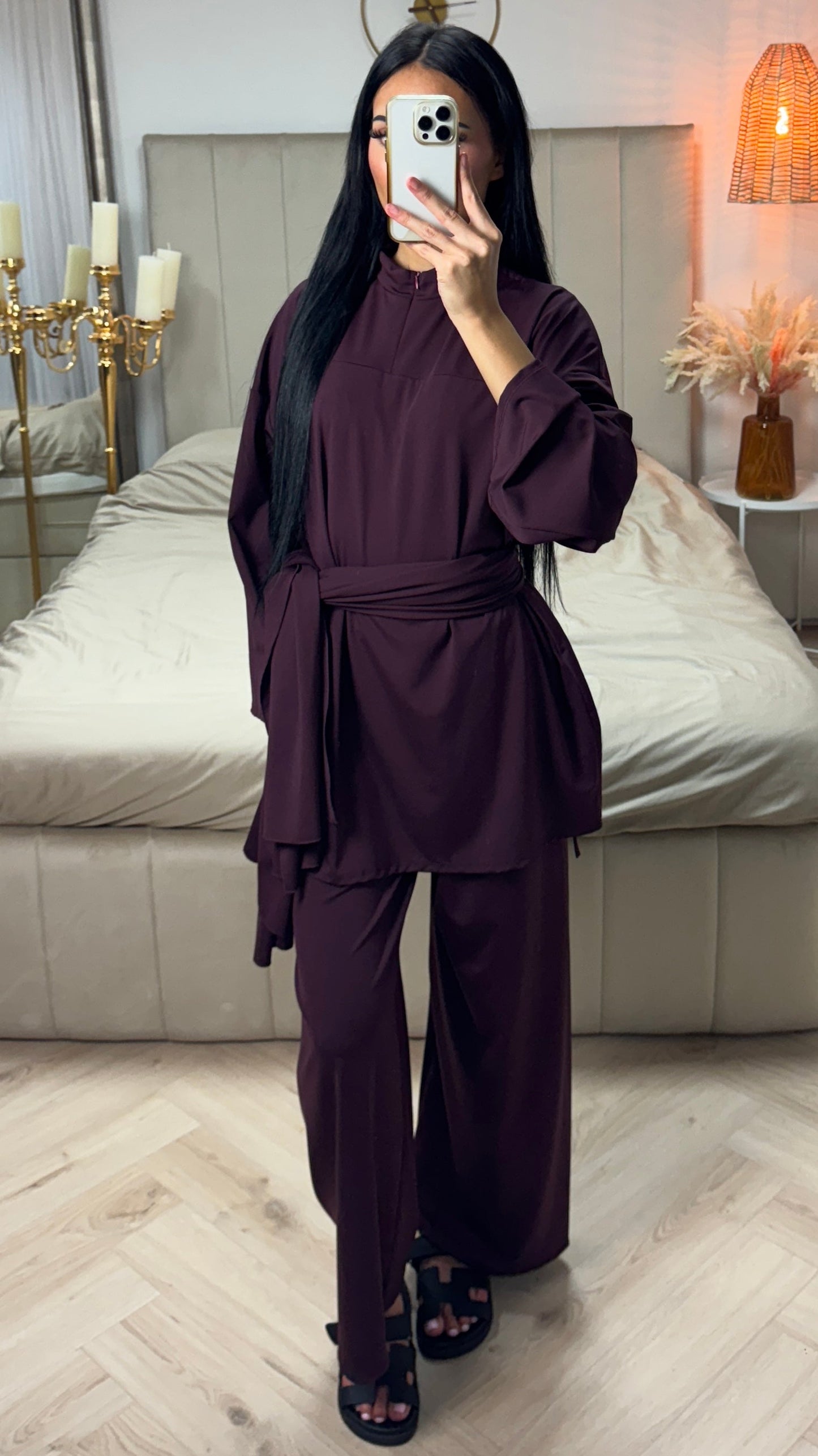 Burkini Set with Zipper and Wide Sleeves – With Matching Hijab/Belt