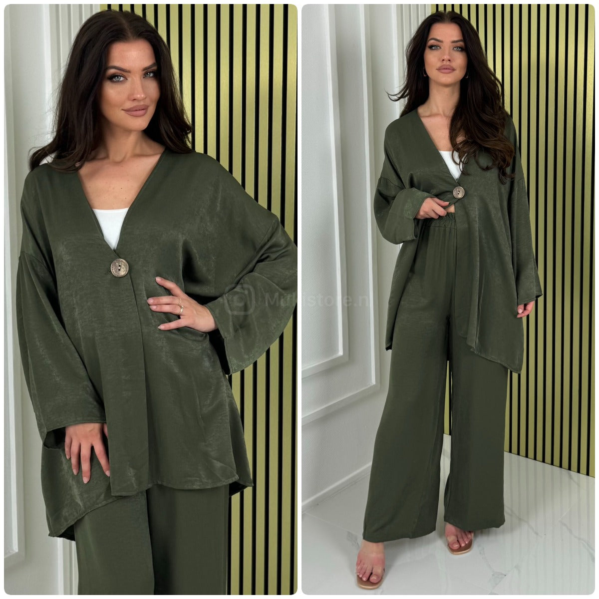 Button Detail Oversized Set