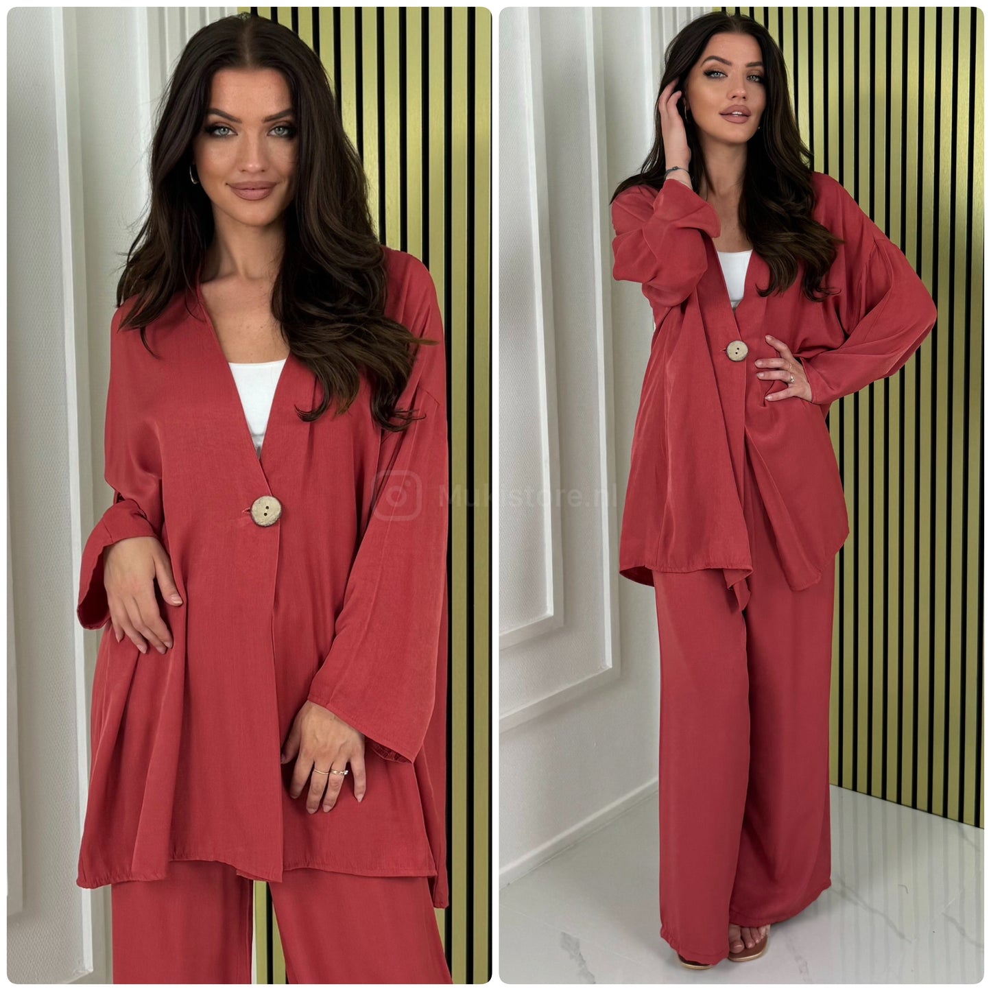 Button Detail Oversized Set