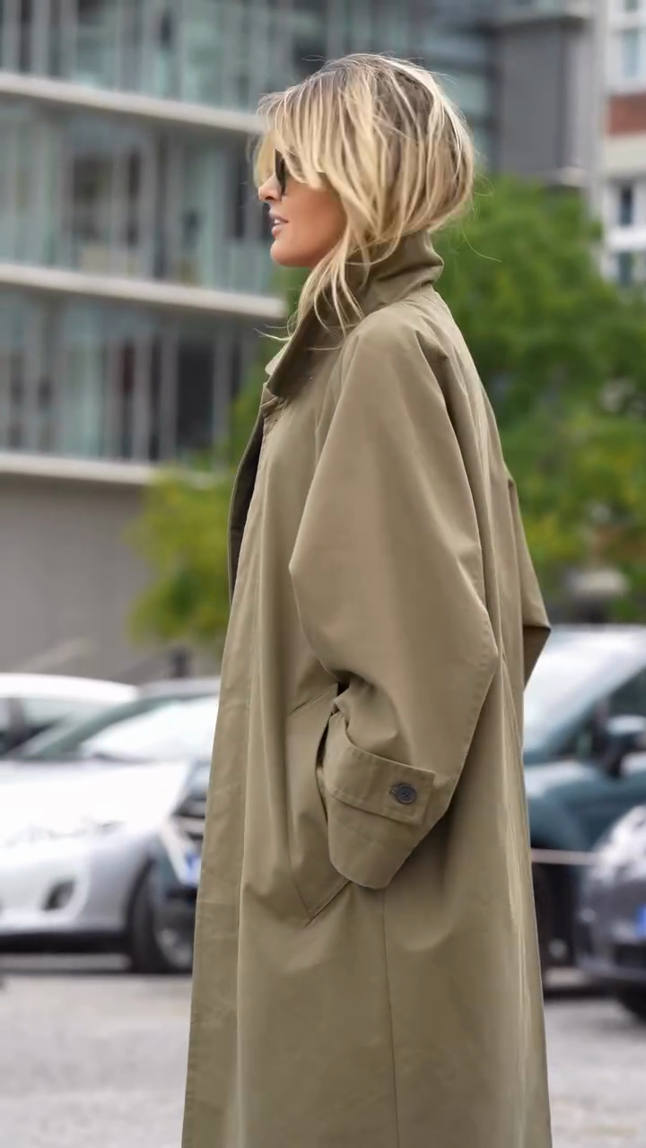 Olive green trench coat