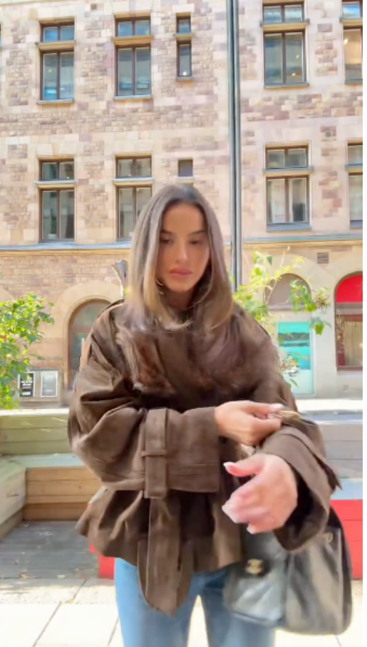 Brown Belted Faux Fur Jacket