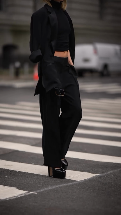 Black Tailored Suit Set