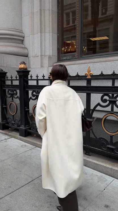 White oversized wool coat
