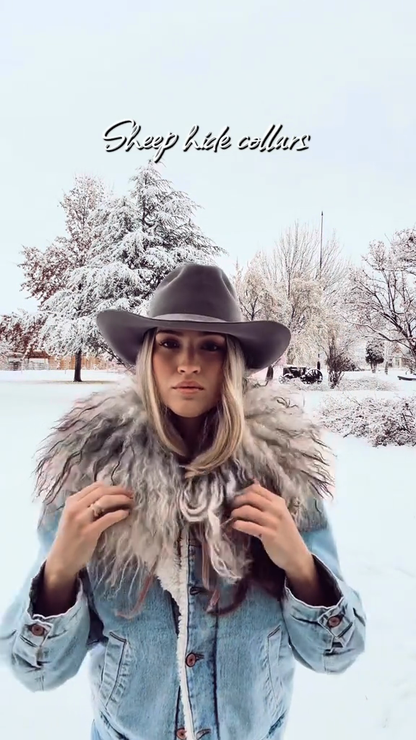 Sheepskin collar denim jacket