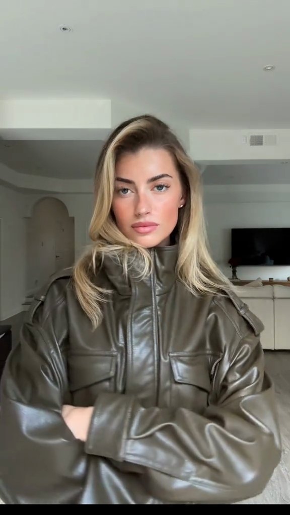 Olive Green Leather Worker Jacket