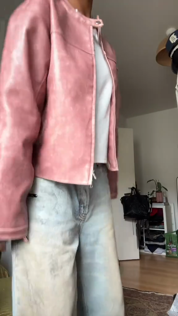 Dusty Pink Suede Moto Jacket