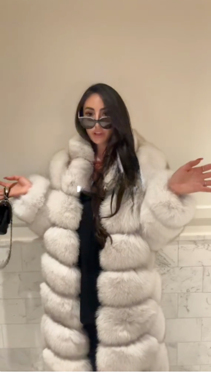 Luxury Fox Fur Leather Coat