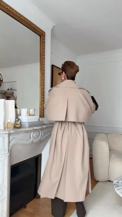 Oversized beige trench coat