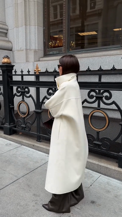 White oversized wool coat
