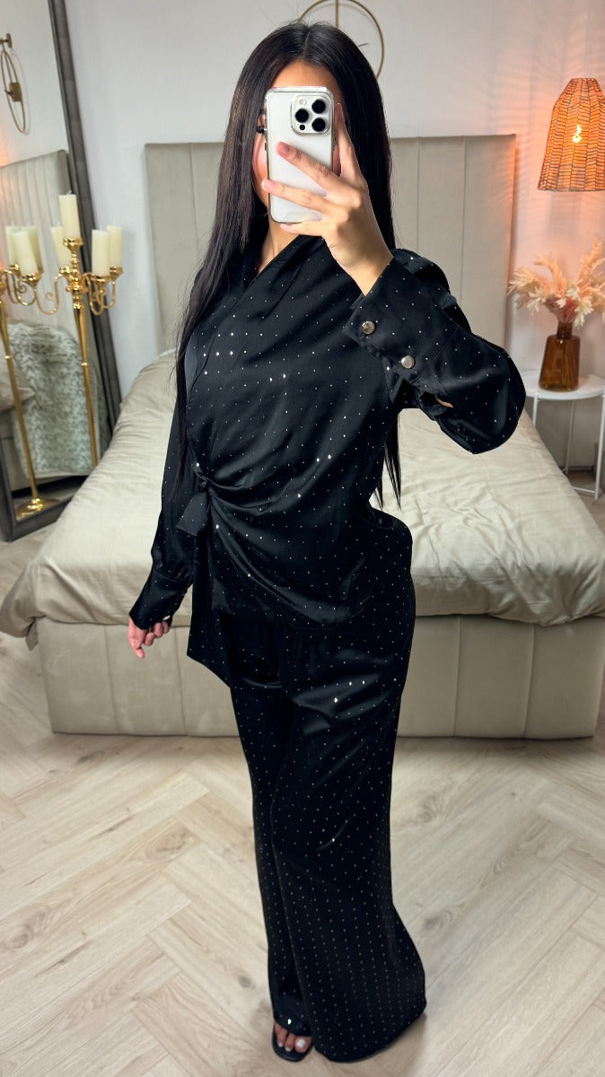 Diamond Satin Wrap Tie Belt Set