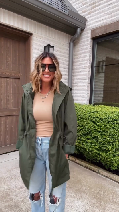 Olive green waterproof windbreaker