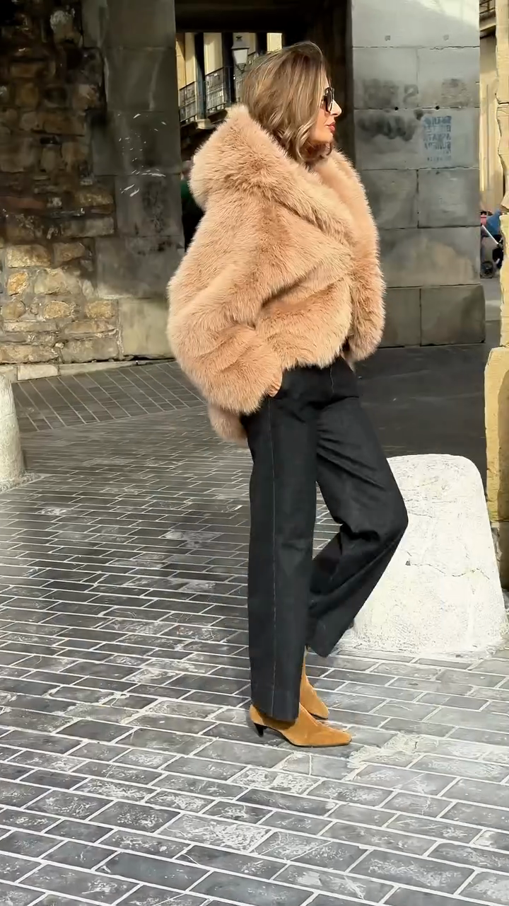 Faux fur bomber jacket