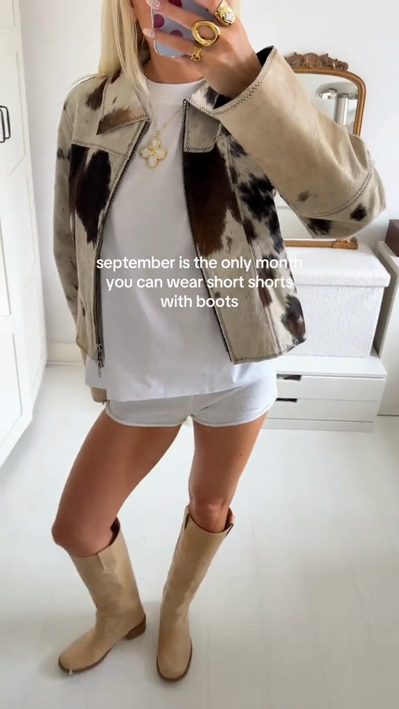 Cow - Print Faux Leather Jacket