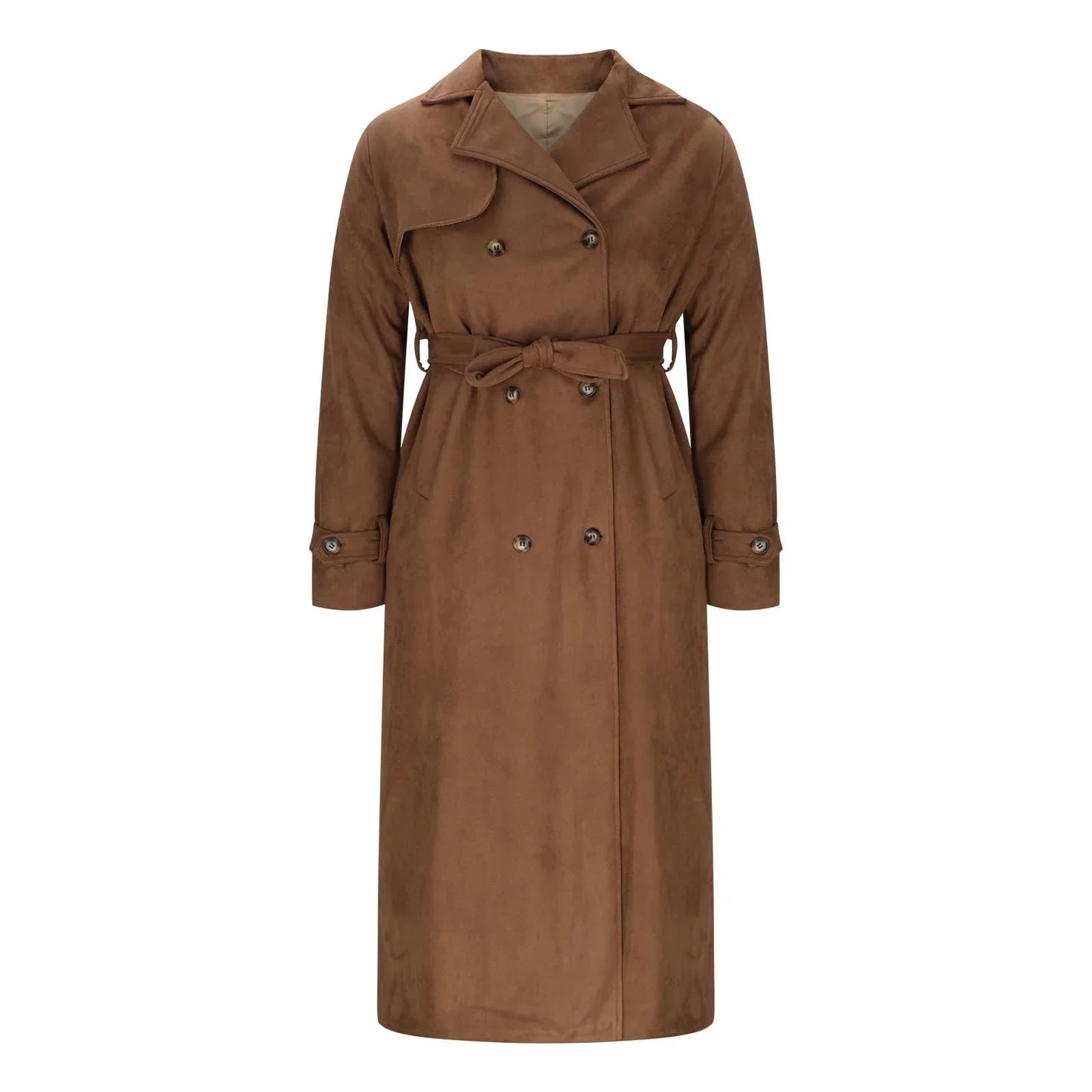 Casual long suede pea coat