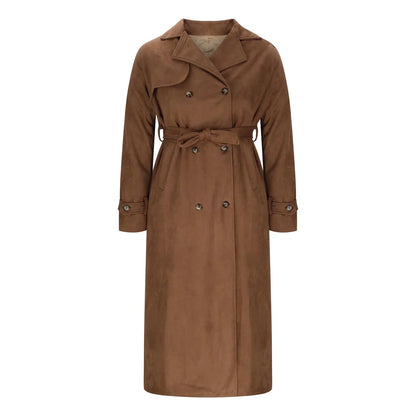 Casual long suede pea coat