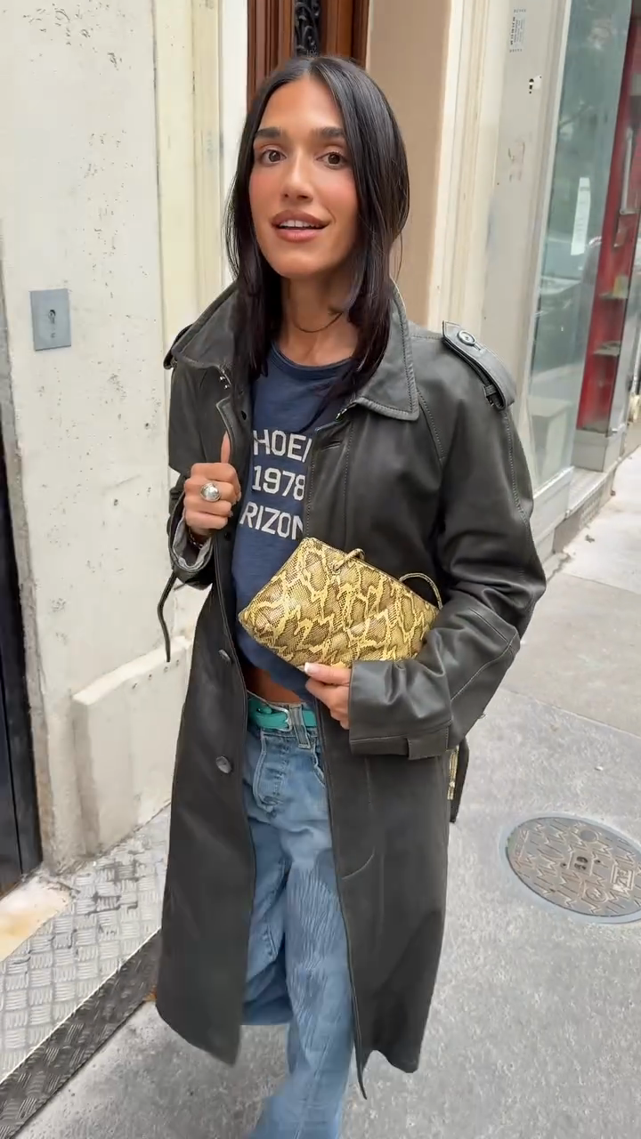 Black Leather Trench Coat