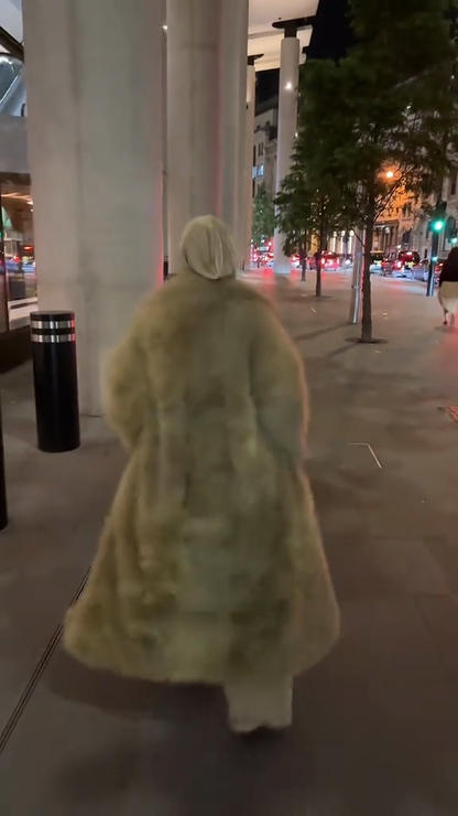 Light Green Faux Fur Hooded Coat