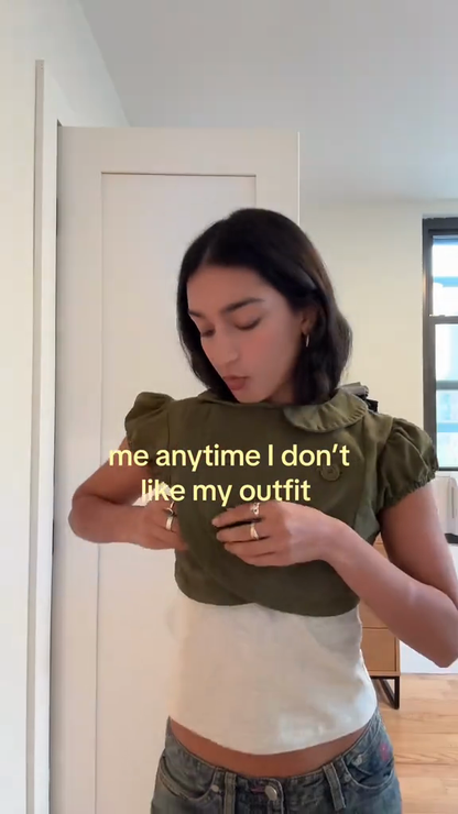 Cropped Collared Layered Jacket