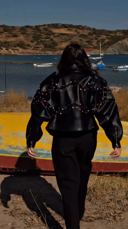 Fashion Eyelet Details Coat