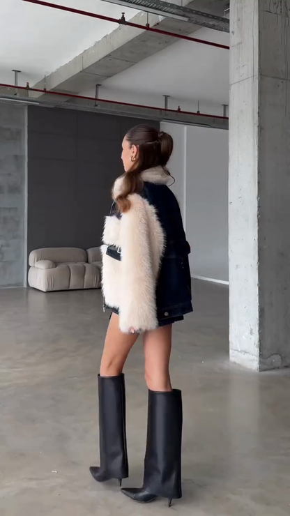 faux fur patchwork jacket