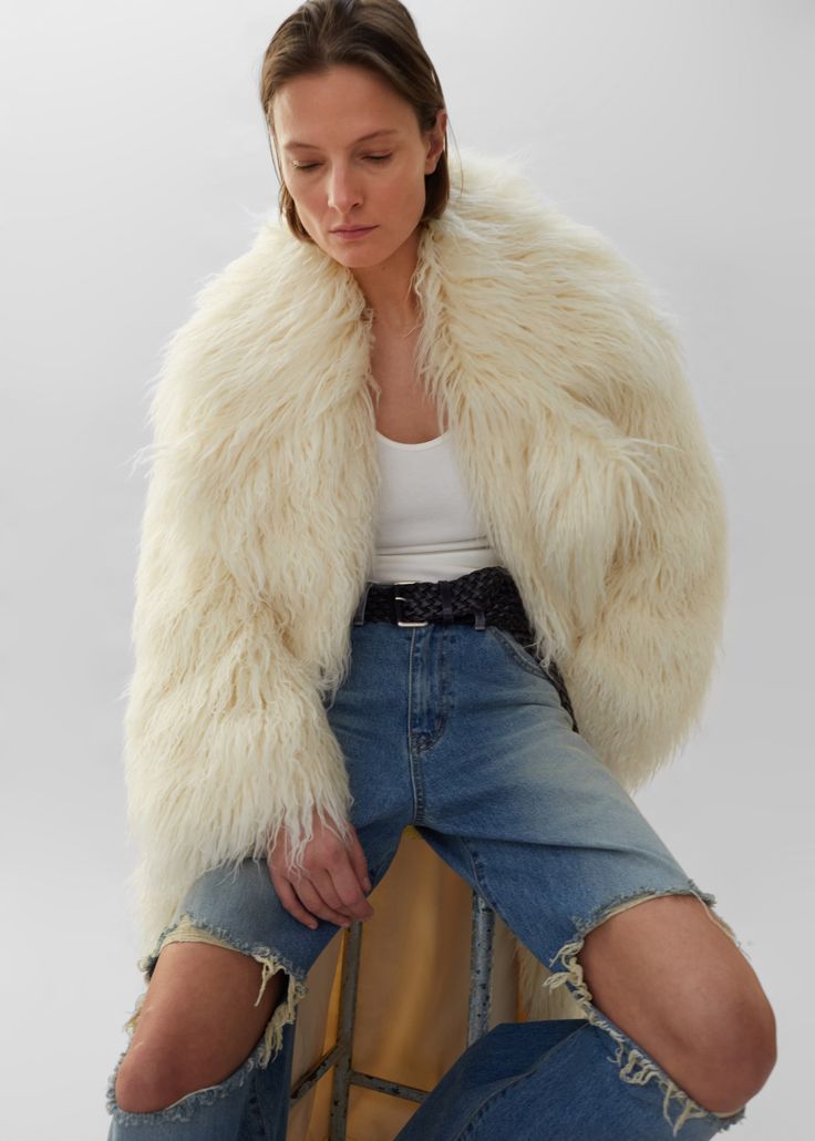 Ivory Faux Fur Maxi Coat