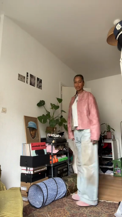 Dusty Pink Suede Moto Jacket