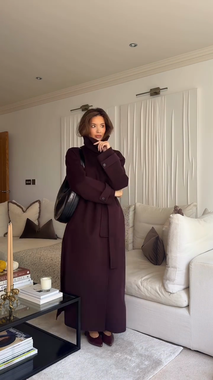 Burgundy Belted Trench Coat