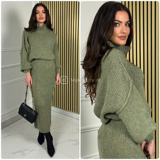 High Neck Lana Skirt Set Seam Detail