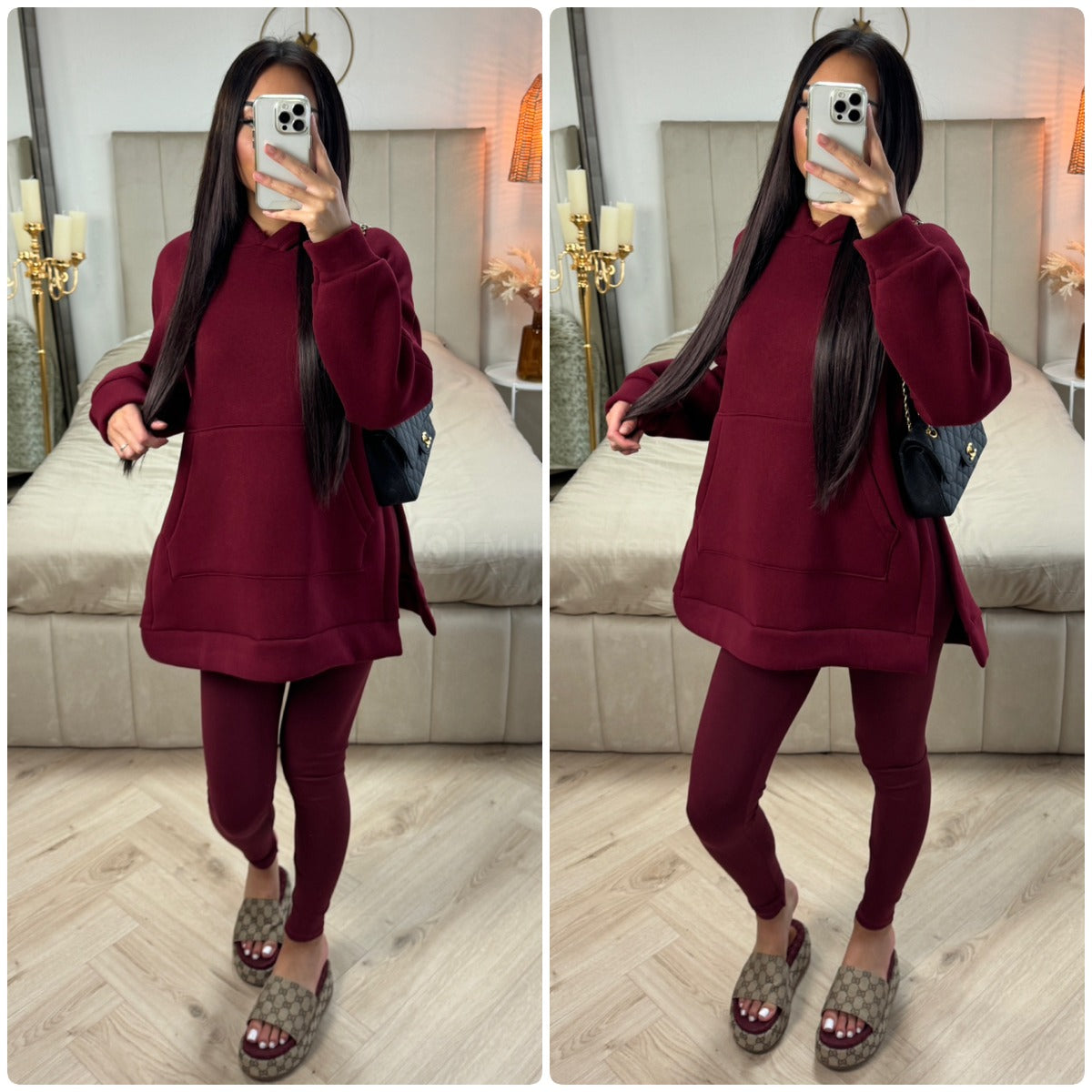 Hoodie Capuchon Legging Set Side Split