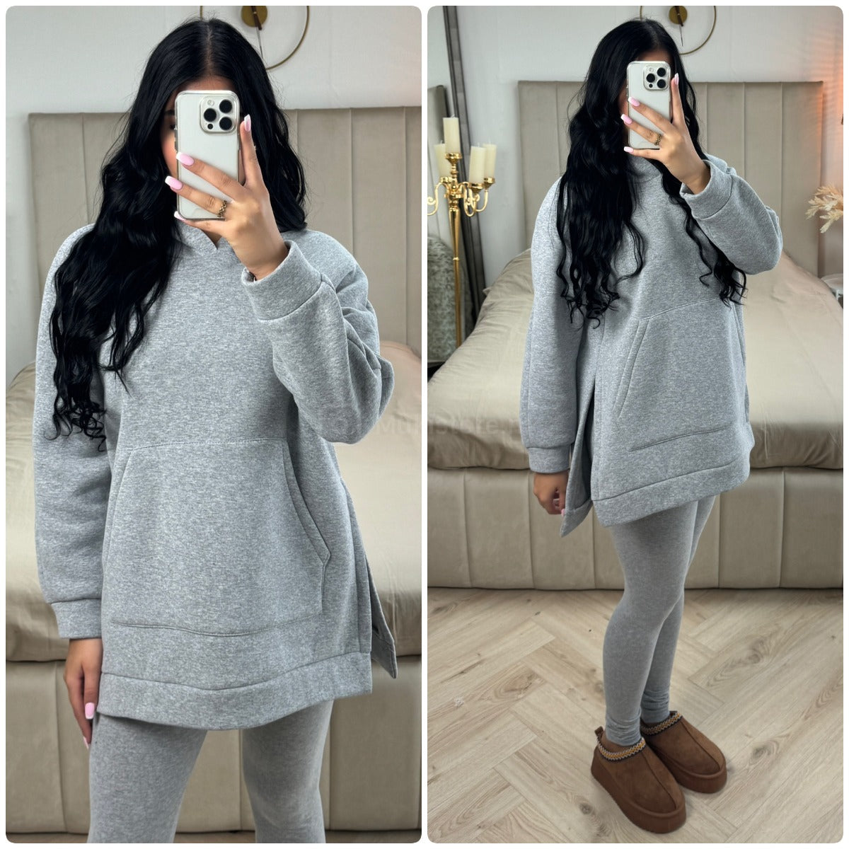 Hoodie Capuchon Legging Set Side Split