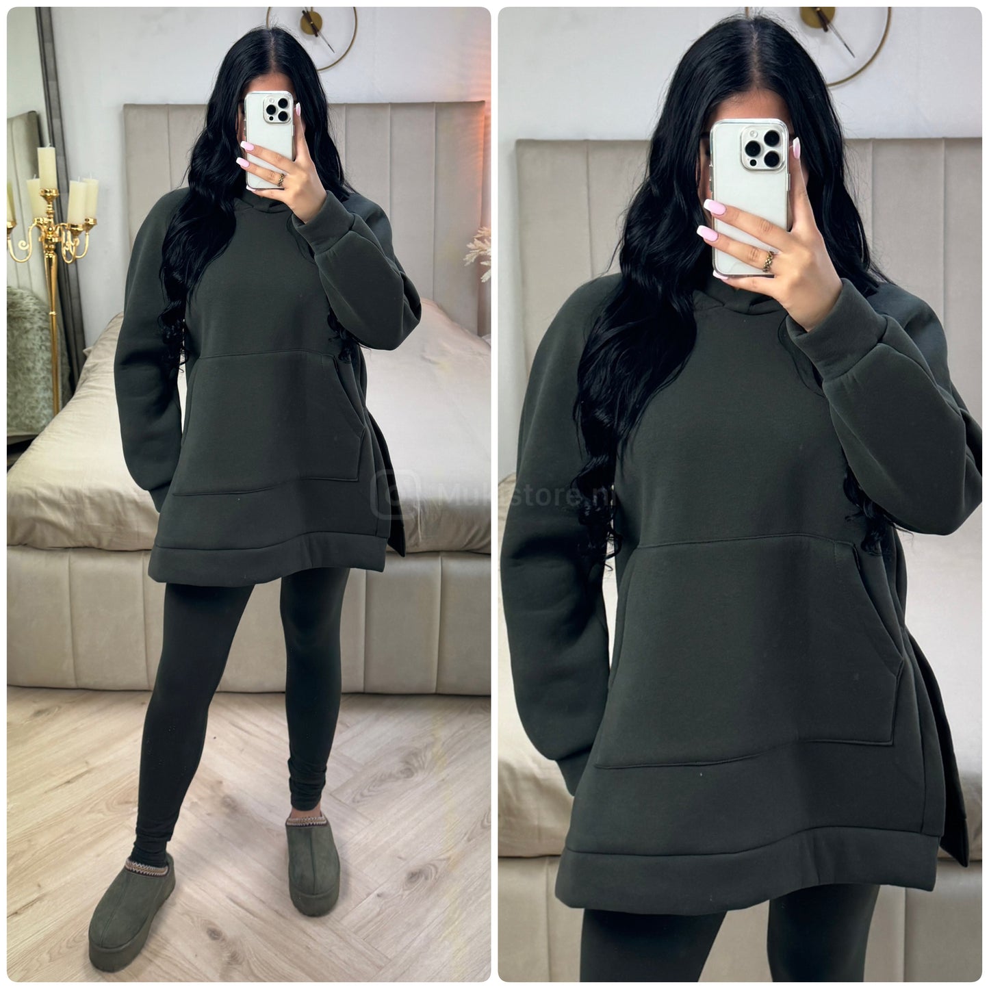 Hoodie Capuchon Legging Set Side Split