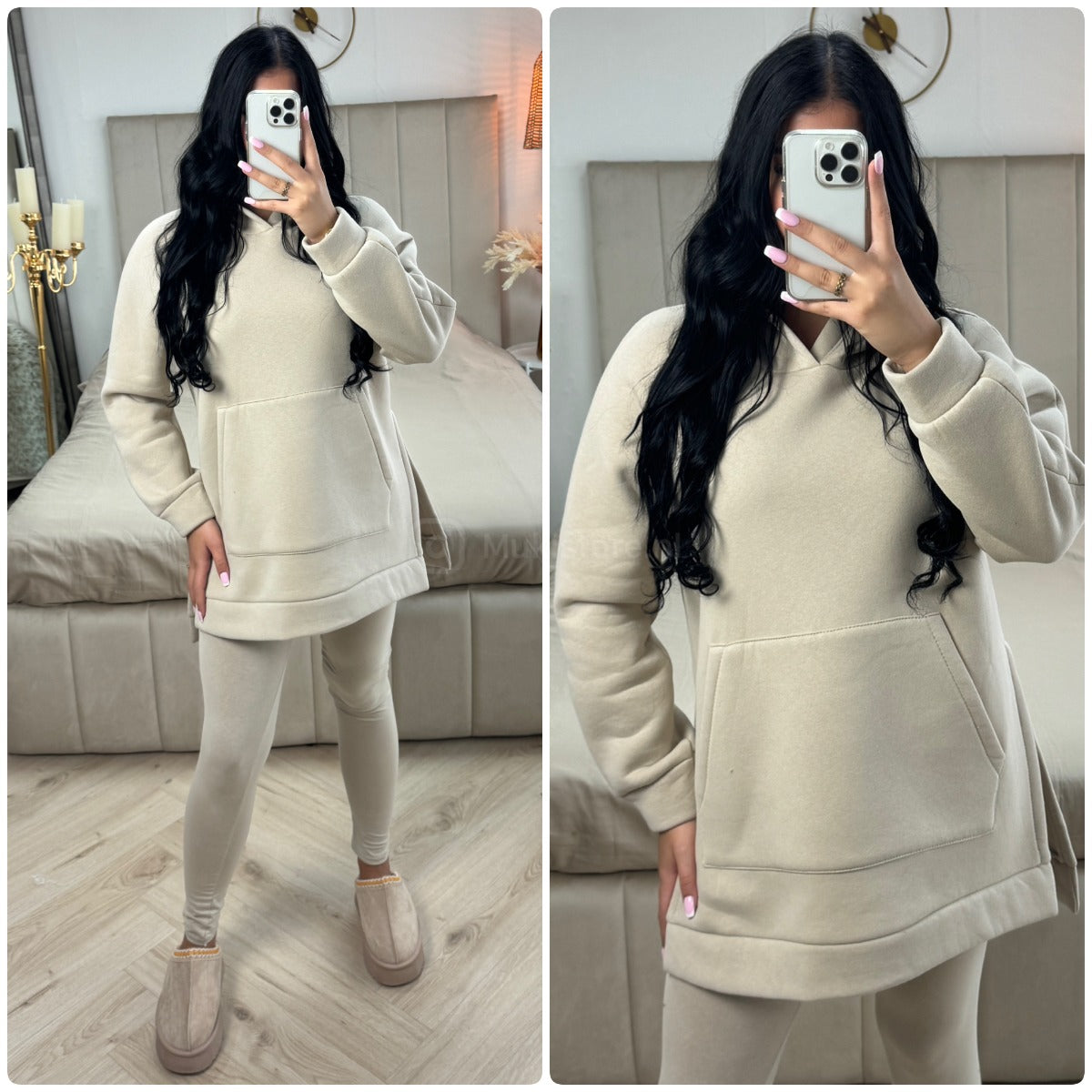Hoodie Capuchon Legging Set Side Split