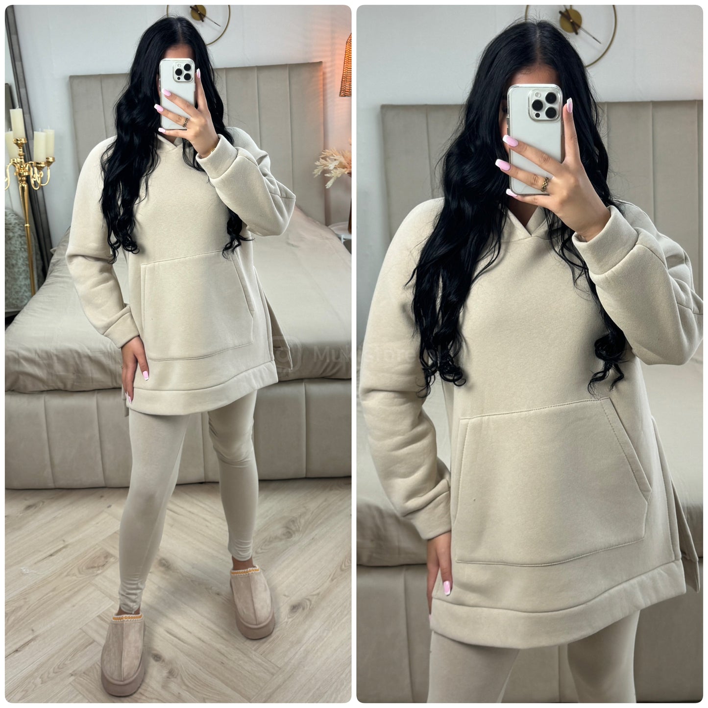 Hoodie Capuchon Legging Set Side Split