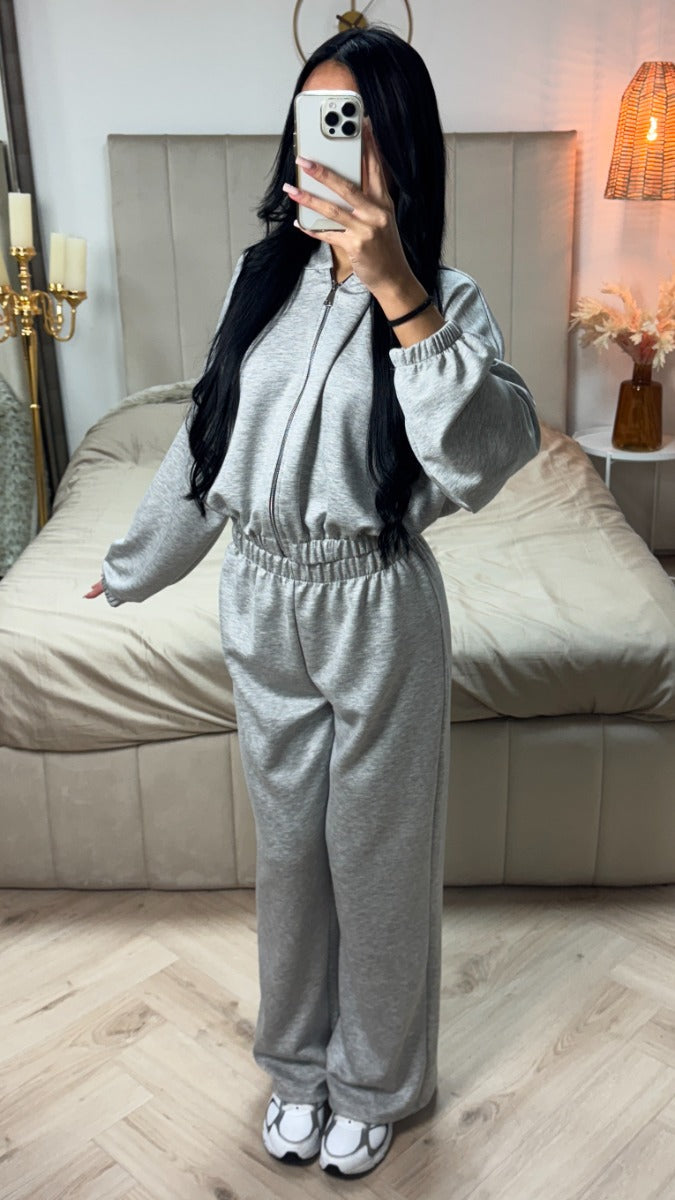 Hoodie Zipper Essential Soft Shiny Set