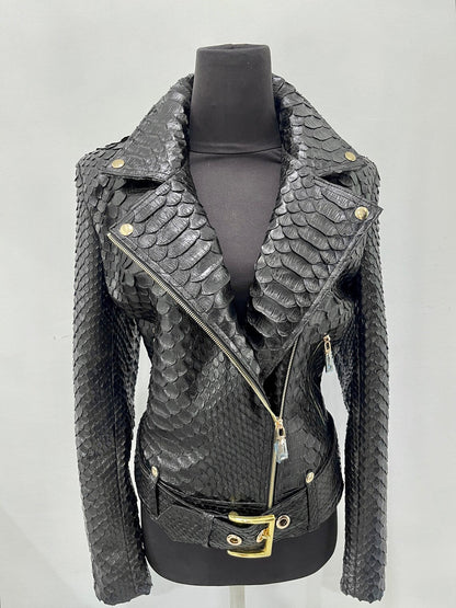 Dark Grey Crocodile Embossed Leather Jacket